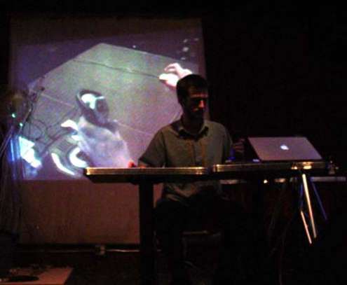 Hans-Christoph Steiner performing with
		StickMusic at Tonic in New York